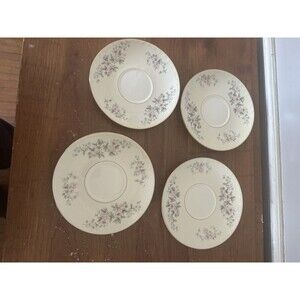 6” Homer Laughlin Georgian Eggshell saucer set of 4 Pink Floral